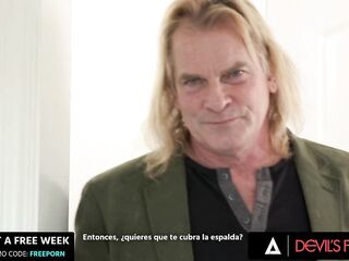 DEVILS FILM - Cute Chick Penelope Woods Gets Her Constricted Butt Screwed By An Old Dude