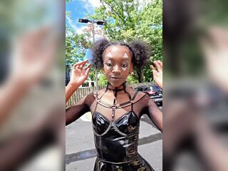 Showing off my Latex Outfit Outside