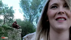 Lovely tender French blonde fucked powerful in the forest by a monk