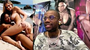 beautiful transgender ebony girl fucking a tight ass white pussy, ai generated