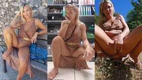je m exhibe dans la rue, sur une terrasse de cafe, dans un magasin et hypermarche pour enfin me caresser en exterieur et me faire squirter a la vu de tous!💦💦