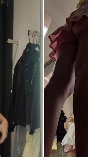 Epic moment from "Sexy babe with big boobs tries on transparent clothes. Video from public fitting room"