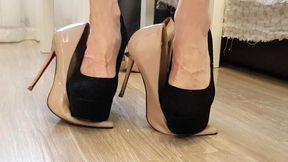 High heels hard play, hard shoeplay, high heels bending, high heels stomping