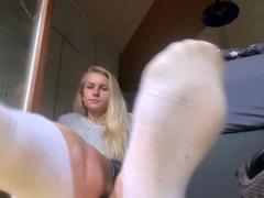 Pussy masturbation in close up with gorgeous blonde teen
