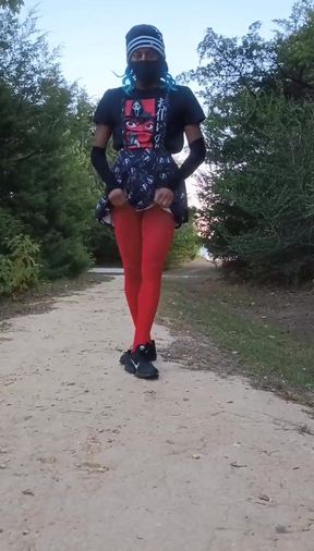 Goth Harlot Mika Kawaiii Flash Tease Panties in Public