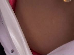 Asian teen babe offers appealing downblouse view