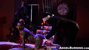 Rough Christmas fucking with horny busty babe Joanna Angel
