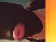 Slave gets Bimbo Lips with Shot Glass