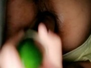 Car play with a sexy cucumber
