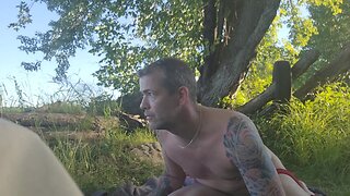 Caught outdoors: amateur kayaker experiments with self bondage at public lake