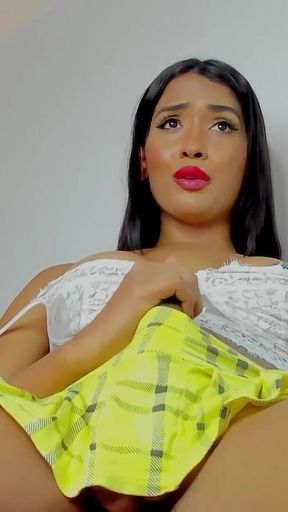Beautiful Carmina Khourmy Spreads Her Legs and Strokes Her Erect Dick!