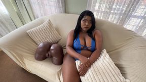 Envious ebony step-sister discovers me fucking a sex doll &mdash;  then willingly submits