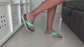 Slam heels and stripedsoled flip flops d