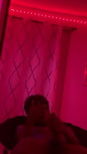 Black teen moans and jerks bbc till he busts a fat load