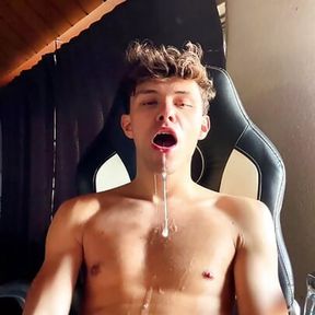 twink deepthroat loves alot of spit