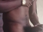 Young black hung pants down jerking his huge monster cock off unload hug cum