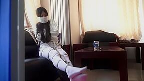 Asian Girl In Straitjacket Panics