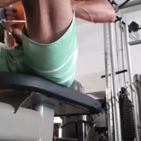 Working out with a hard cock at the gym