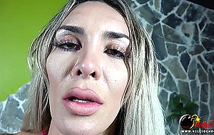 Hung trans nelly ochoa in pink lingerie