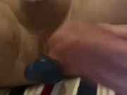 Solo male edging with blue dildo — practice makes prostate play!