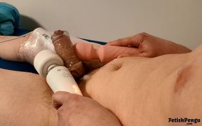 Orgasming with 3 Vibrators and Spitplay