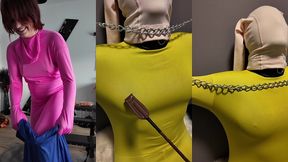 cage bondage, crop spanking orgasms, zentai layering