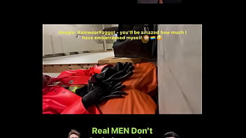 PadLocked into Rainwear - My penis is Exposed between all the Rubber Gloves I always have in my pants