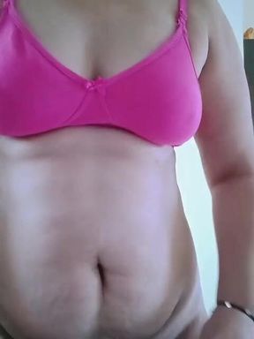 Ayushi in hot pink bra