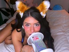 ASMR ear licking solo session with mesmerizing camgirl