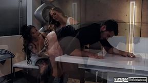 Big-titted MILF dominates with blowjob and pussy licking