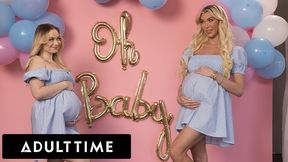 Horny Pregnant Besties Rylee Blake &amp; T-girl Aubrey Kate Threesome With Cheating Hubby!