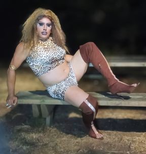 Sexy slut mature crossdresser latina smoke outdoor for exhibition