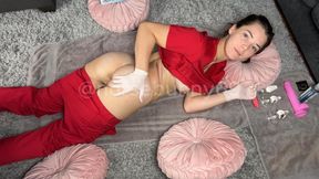 Anal Training in Red Scrubs Top View 4K