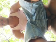 Fucking and breeding twink outdoor - after fuck he shows swollen cum oozing hole