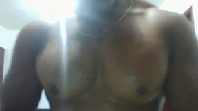 Hot Latino Ebony Stud Cumshot at Chest, Hot Body and Dick, Good Load