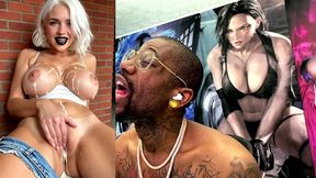 big breast cum covered slut rubbing her cum filled pussy, ai generated