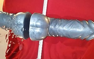 Prostate milking with HUGE dildo in Chastity till orgasm