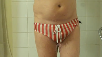 Wet sheer Red-White Aussiebum Speedo