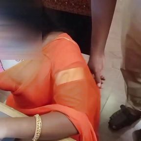 Wife Fucks Manager in Office Transparent Saree