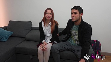 Redhead teen Astrid Ortiz is CRAZY for huge dicks!