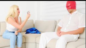 blonde therapist puts her patient in chastity and teases him