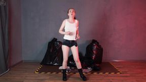 An adventuress in a garbage bag