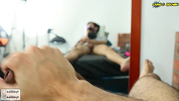 Jerking Off And Shooting A Nice Cum Load In Front Of The Mirror.