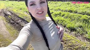 Cool outdoor sex with a stranger ended with abundant sperm on her face