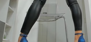 tall with leather pants shiny leggings