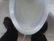 POV Peeing and Flushing & Unzipping and Zipping One-Handed n A Stall; No Audio