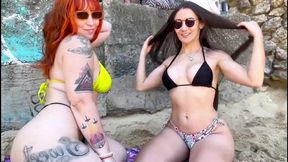 esposa heyya e nanda ragna duas gostosas de pegando na praia e tomando banho juntas com muita pegacao