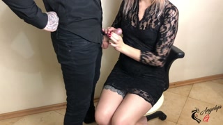 Cute Secretary Pleases Boss With A Wet Handjob