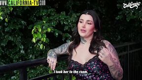 Tattooed Latina and Pawg girls suck each other's big natural tits