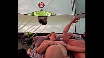 Creampied pregnant wife in a tent at campsite